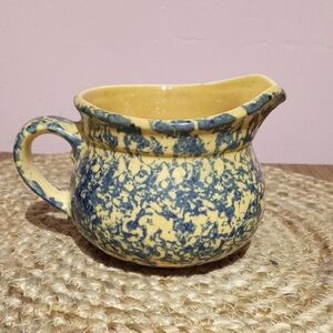 Artistic Blue and Yellow Ceramic Pitcher
